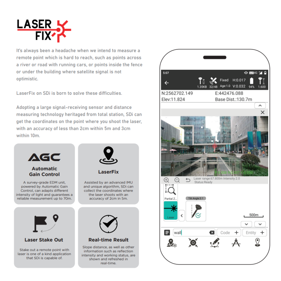 SDi - LASER X VISUAL RTK SYSTEM/DATA COLLECTOR/SURVEY POLE/SURVEY SOFTWARE