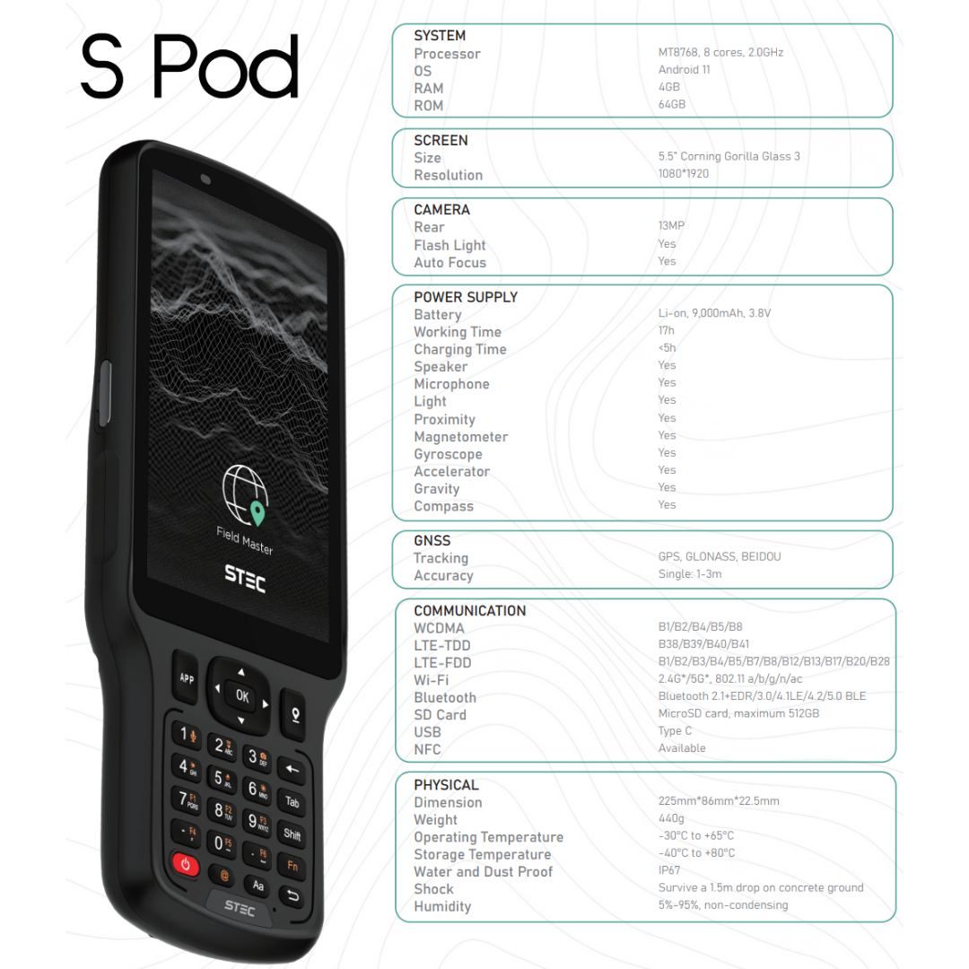SDi - LASER X VISUAL RTK SYSTEM/DATA COLLECTOR/SURVEY POLE/SURVEY SOFTWARE